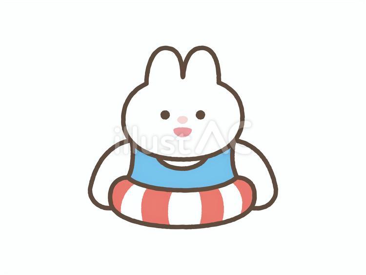 浮き輪とうさぎ05 うさぎ,動物,7月のイラスト素材