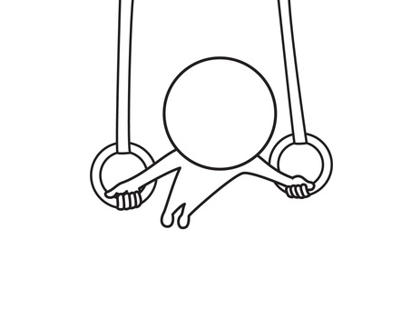 体操 吊り輪 棒人間,体操,吊り輪,線画,シンプル,ゆるいのイラスト素材