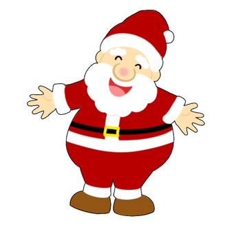 太っちょサンタクロース　手描き サンタクロース,太い,笑顔,スマイル,かわいい,クリスマス,ポストカード,赤,髭,ひげのイラスト素材