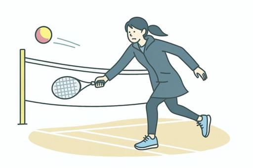 ミニテニスを楽しむ ミニテニスを楽しむ ミニテニス,スポーツ,レクリエーション,ニュースポーツ,ラケット,ボール,運動,体験,健康,交流のイラスト素材