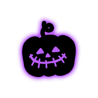光るジャックオーランタン　紫 ハロウィン,かぼちゃ,ジャックオーランタン,ネオン,シルエット,ネオンカラー,蛍光色,ポップ,かわいい,紫のイラスト素材