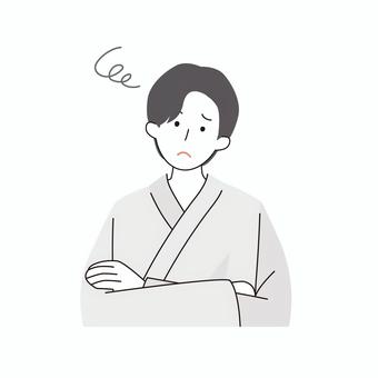 一個穿著浴衣的男人彎曲他的脖子, JPG, PNG 和 AI 一個穿著浴衣的男人彎曲他的脖子, 男人, 日本人, 浴衣, JPG, PNG 和 AI