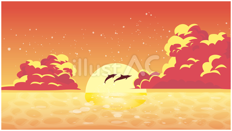 夕日の海 夏,海,夕日のイラスト素材