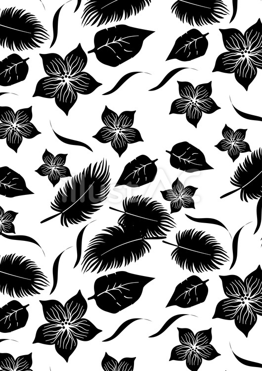 南国風白黒 南国風,植物,花のイラスト素材