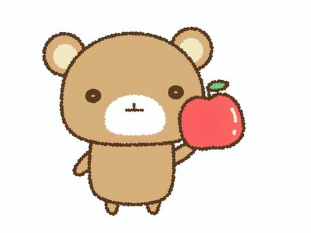 りんごを持つクマ クマ,りんご,秋,冬,食べ物,果物,持つ,かわいい,ほのぼの,動物のイラスト素材