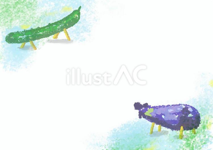 精霊馬と精霊牛のフレーム お盆,枠,背景のイラスト素材