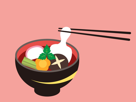 雑煮/餅つまみ 雑煮,箸,食べ物,お雑煮,餅,もち,おもち,お餅,つまむ,食べるのイラスト素材