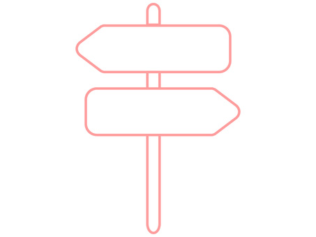 二方向のサインボード・道標・方向指示板 道標,案内,方向指示板,立て札,看板,分岐点,選択,矢印,サインボード,アイコンのイラスト素材