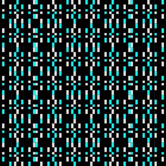 デジタルの織り目 ブロック,図形,幾何学,パターン,配列,反復,対称,白色,黒色,シアンのイラスト素材