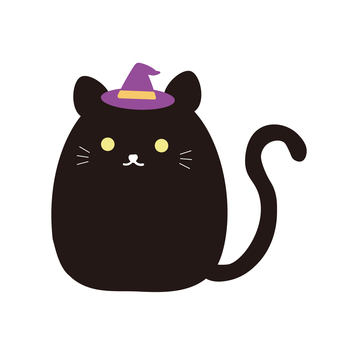 Halloween_Black cat wearing a witch's hat, JPG and PNG Halloween_Black cat wearing a witch's hat, cat, cat, black cat, JPG and PNG
