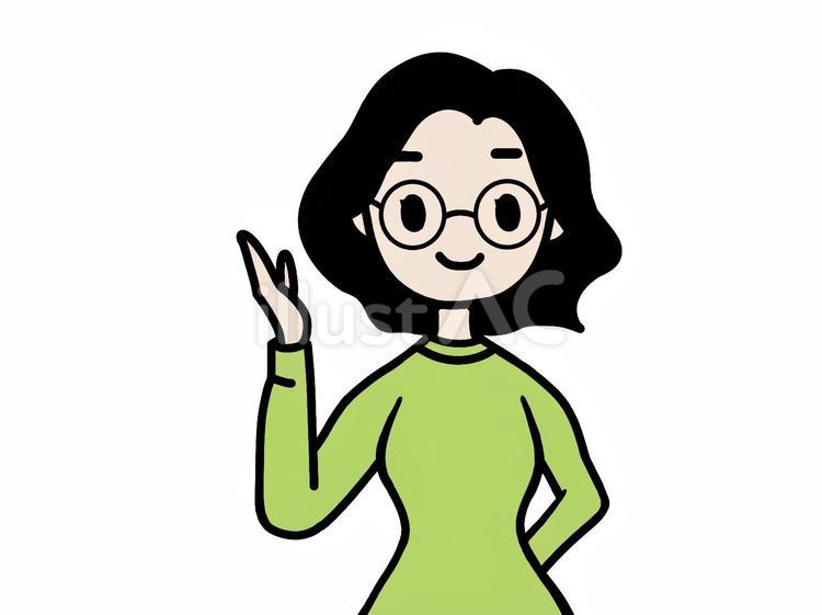 案内するメガネの女性 女性,メガネ,案内のイラスト素材