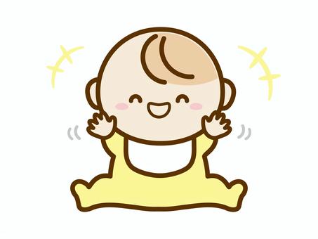 笑顔の赤ちゃん、かわいい・笑う・嬉しい 赤ちゃん,笑顔,笑う,かわいい,手描き,嬉しい,うれしい,喜ぶ,はしゃぐ,ごきげんのイラスト素材