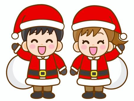 サンタの格好をした小学生のイラスト素材2 サンタの格好をした小学生のイラスト素材2 小学生,こども,クリスマス,サンタクロース,人物,男の子,女の子,男女,学生,冬のイラスト素材