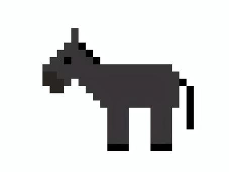 ドットな黒馬 馬,アイコン,ドット絵,動物,ゲーム,干支,午年,ピクセル,シンプル,黒のイラスト素材