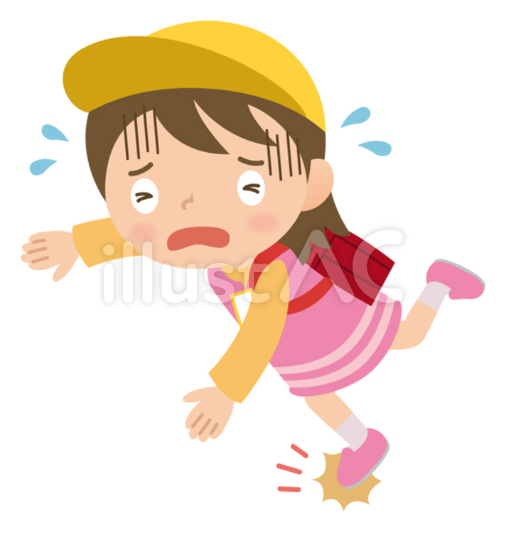 転ぶ小学生の女の子 転ぶ,小学生,女の子のイラスト素材