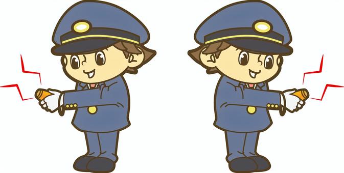電子ホイッスルを握る鉄道員 駅員,車掌,運転士,運転手,鉄道員,乗務員,鉄道,新幹線,路面電車,地下鉄のイラスト素材