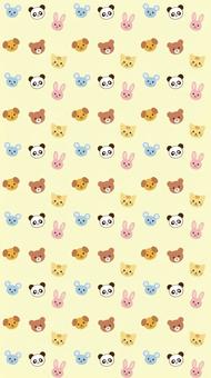 動物柄の壁紙_背景_黄色 動物柄の壁紙_背景_黄色 スマホ壁紙,縦長背景,待ち受け,動物,犬,猫,パンダ,くま,うさぎ,ねずみのイラスト素材