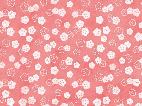 和柄背景【梅2】水彩風 和,柄,背景,パターン,手描き,水彩,和風,梅,紅梅,白梅のイラスト素材