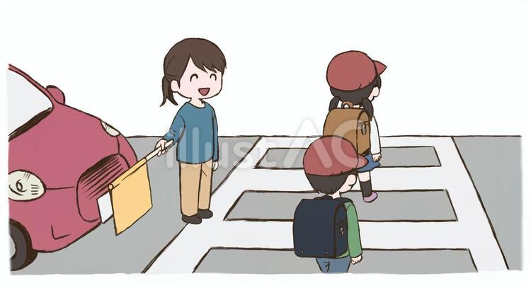 旗当番 旗当番,安全,通学のイラスト素材
