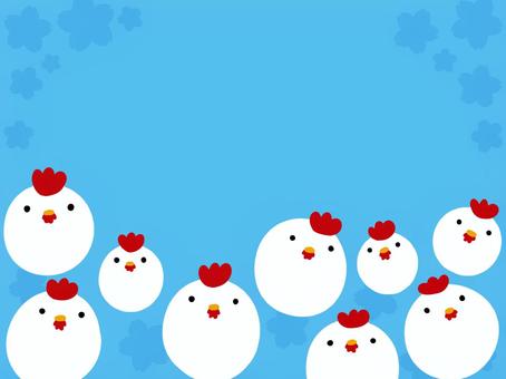 Blue background with chickens, , JPG