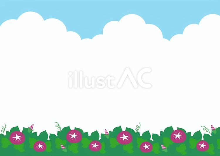 夏のあさがおと夏空 夏,朝顔,あさがおのイラスト素材