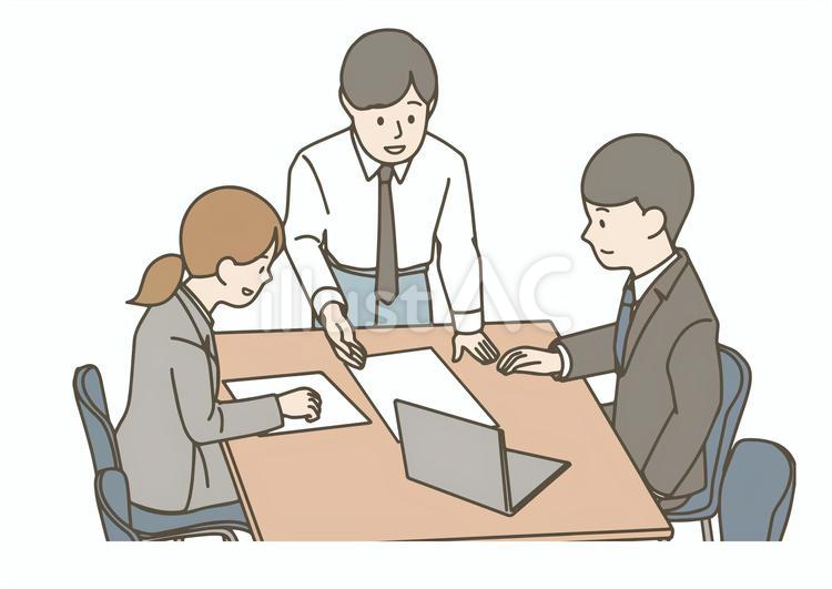 俯瞰で見る会議シーン ビジネス,会議,打ち合わせのイラスト素材