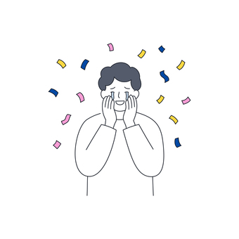 涙を流して歓喜する男性 人物,男性,喜び,感動,涙,表情,達成,祝福,成功,号泣のイラスト素材