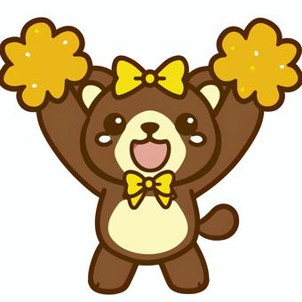 Bear cheering with yellow pompoms, , JPG, PNG and AI