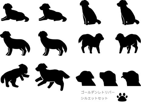 犬シルエットセット5【レトリバー】  犬シルエットセット5【レトリバー】  犬,セット,シルエット,シンプル,ゴールデンレトリバー,おすわり,影絵,切り絵,干支,戌年のイラスト素材