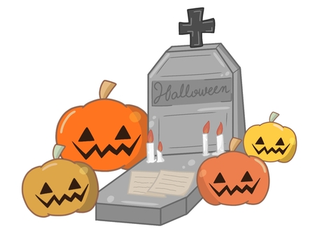 Halloween pumpkin in the graveyard, , JPG and PNG