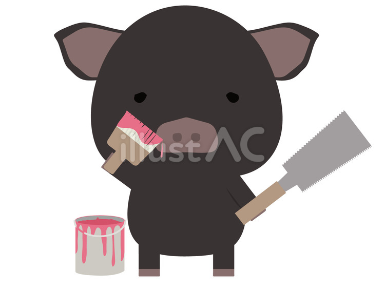 DIY_豚 diy,ブタ,黒豚のイラスト素材