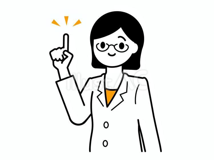 指をさす白衣を着た女性のイラスト01 人物,女性,20代のイラスト素材