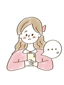 返信を待つ女の子 女の子,人物,ゆるい,手書き,挿絵,返信,スマホ,連絡,メッセージ,ラインのイラスト素材