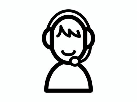 コールセンターオペレーターの線画アイコン