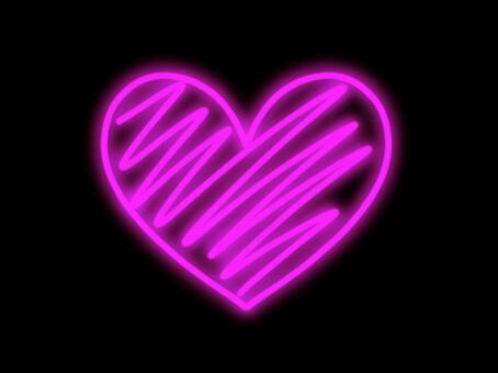 ピンクのネオン風ハート背景　透過あり ハート,ネオン,光,発光,輝き,蛍光,装飾,記号,シンプル,線のイラスト素材