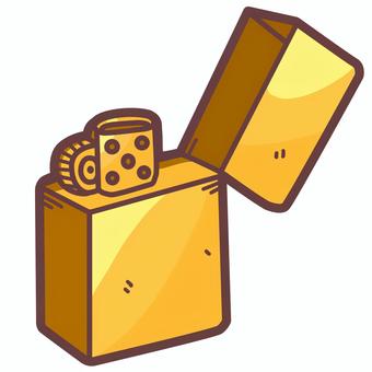 金のライターかわいいデフォルメイラスト 金色,ライター,高級,オイルライター,着火,喫煙具,炎,ガス,工業製品,透過素材のイラスト素材
