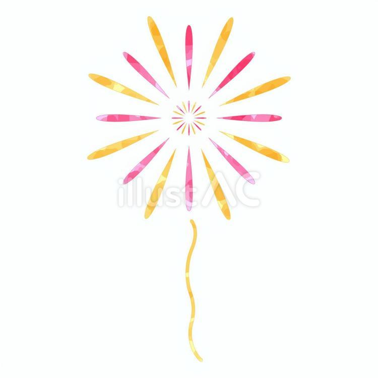 水彩風　赤とオレンジの打ち上げ花火 打ち上げ花火,花火,水彩のイラスト素材