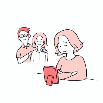 写真を見つめて懐かしむ人 写真,夫婦,懐かしむ,記憶,切ない,女性のイラスト素材