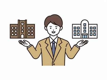 進路先を比べる男子学生B(カラー)2  進路先を比べる男子学生B(カラー)2  学生,進路,進学,比べる,学校,大学,短大,専門学校,高校,就職のイラスト素材