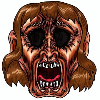 絶望で目の前が真っ暗な女性の頭 絶望,オワタ,限界,ストレス,表情,感情,顔,形相,顔面,劇画のイラスト素材