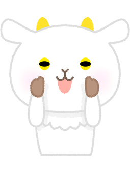 ヤギおーい ヤギ,呼ぶ,叫ぶ,大声,動物,白,かわいいのイラスト素材