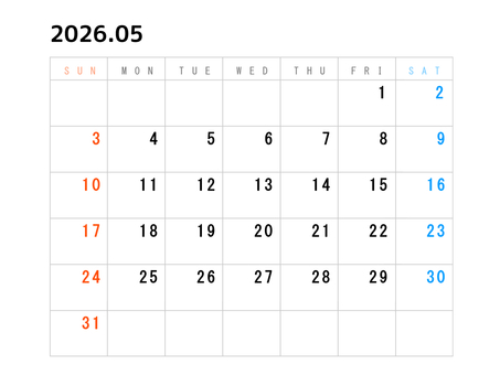 Illustration, calendar, 2026, may, 