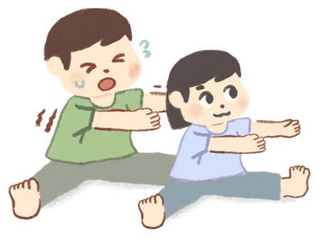 ストレッチをする親子 ストレッチ,体操,柔軟,運動,親子,パパ,父,子ども,父親,家族のイラスト素材
