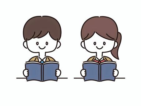 読書をする学生(カラー)