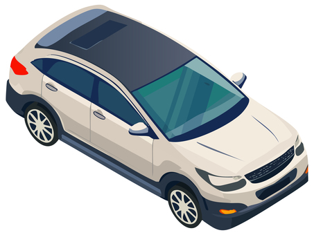 ルーフが黒い車のラフなイラスト 車,乗用車,車体,アイソメトリック,窓ガラス,反射,タイヤ,ベクターのイラスト素材