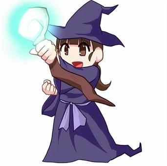 魔法使い＿女性 人物,生活,全身,女性,魔法使い,ローブ,杖,ハロウィン,秋,素材のイラスト素材
