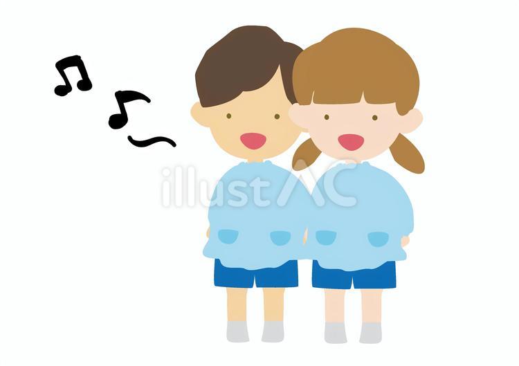仲良く歌を歌う幼稚園児のイラスト 幼稚園,保育園,園児のイラスト素材