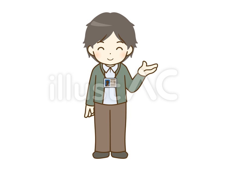 案内する私服男性社員 男性,全身,私服のイラスト素材