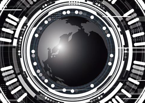 かっこいい地球とデジタルテクノロジー素材 デジタル,テクノロジー,地球,世界,リング,ライン,スタイリッシュ,背景のイラスト素材