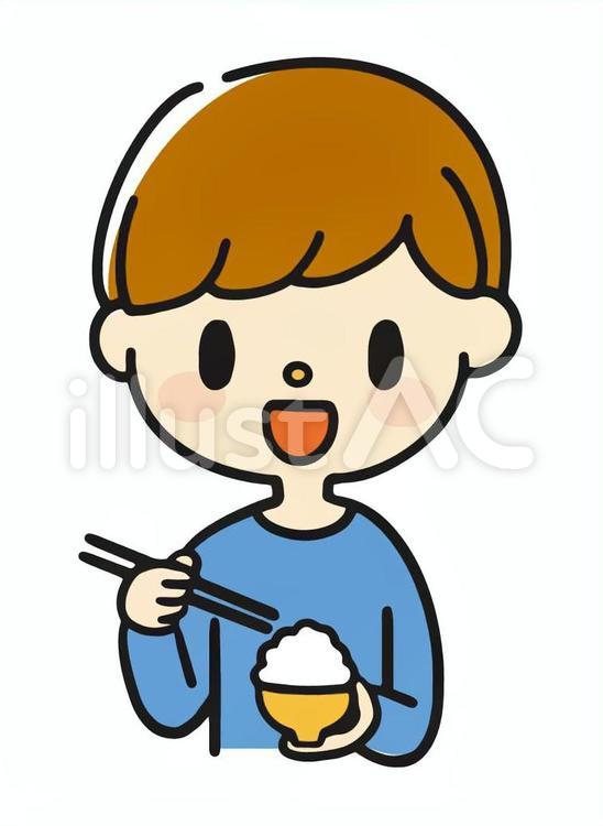 これからご飯を食べようとする男性 ご飯,白米,男性のイラスト素材